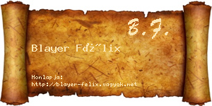 Blayer Félix névjegykártya